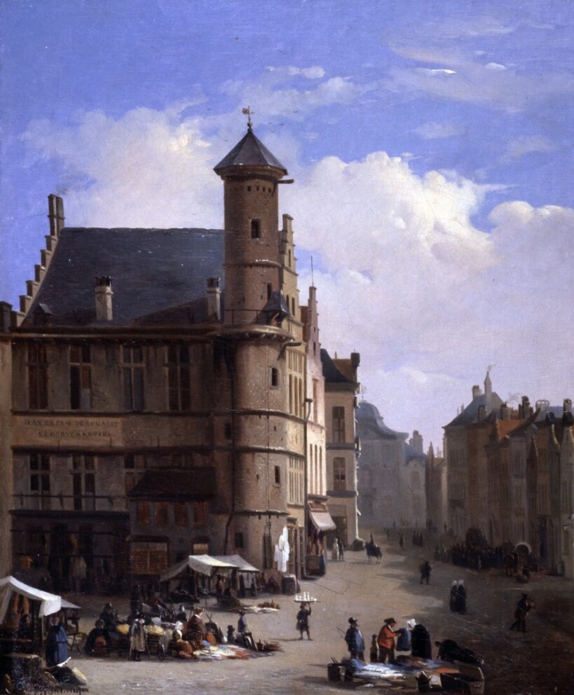 François Jean Louis Boulanger, 'Het toreken op de Vrijdagmarkt in Gent', 1845, MSK Gent