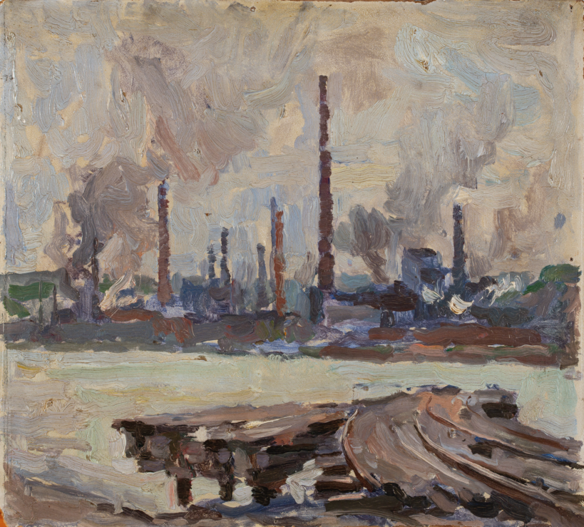 Albert Baertsoen, 'Fabrieken langs de Maas, Ougrée (studie II)', ca. 1907-08, Privéverzameling
