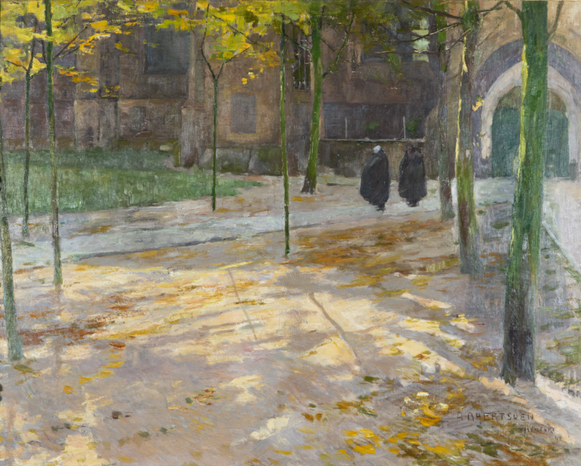 Albert Baertsoen, 'Devant l’église, en Flandre, automne', 1894, Collection privée