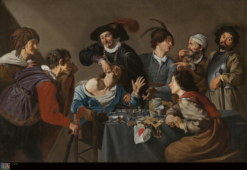 Theodoor Rombouts, 'Bij de tandentrekker', 1628, MSK Gent