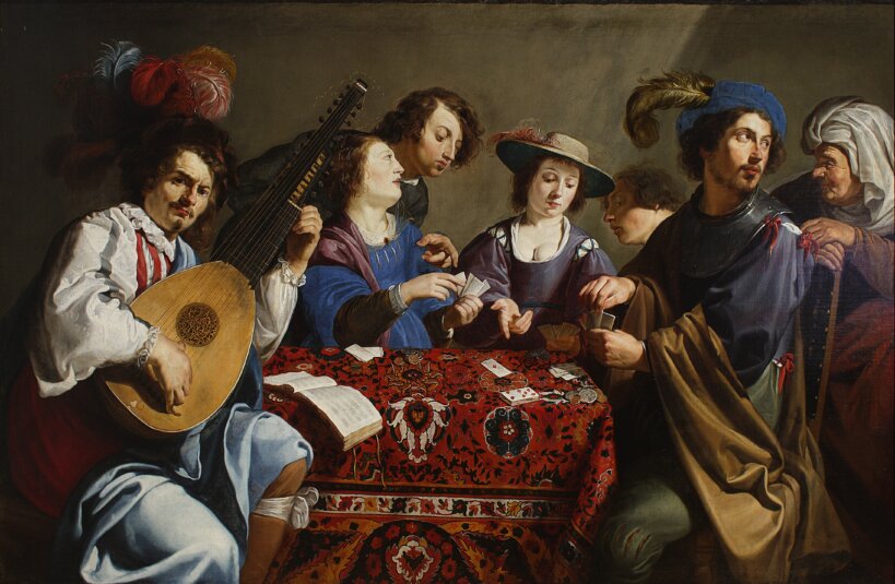 Theodoor Rombouts, 'Kaartspelend gezelschap met luitspeler', ca. 1635/37, The National Museum Warschau