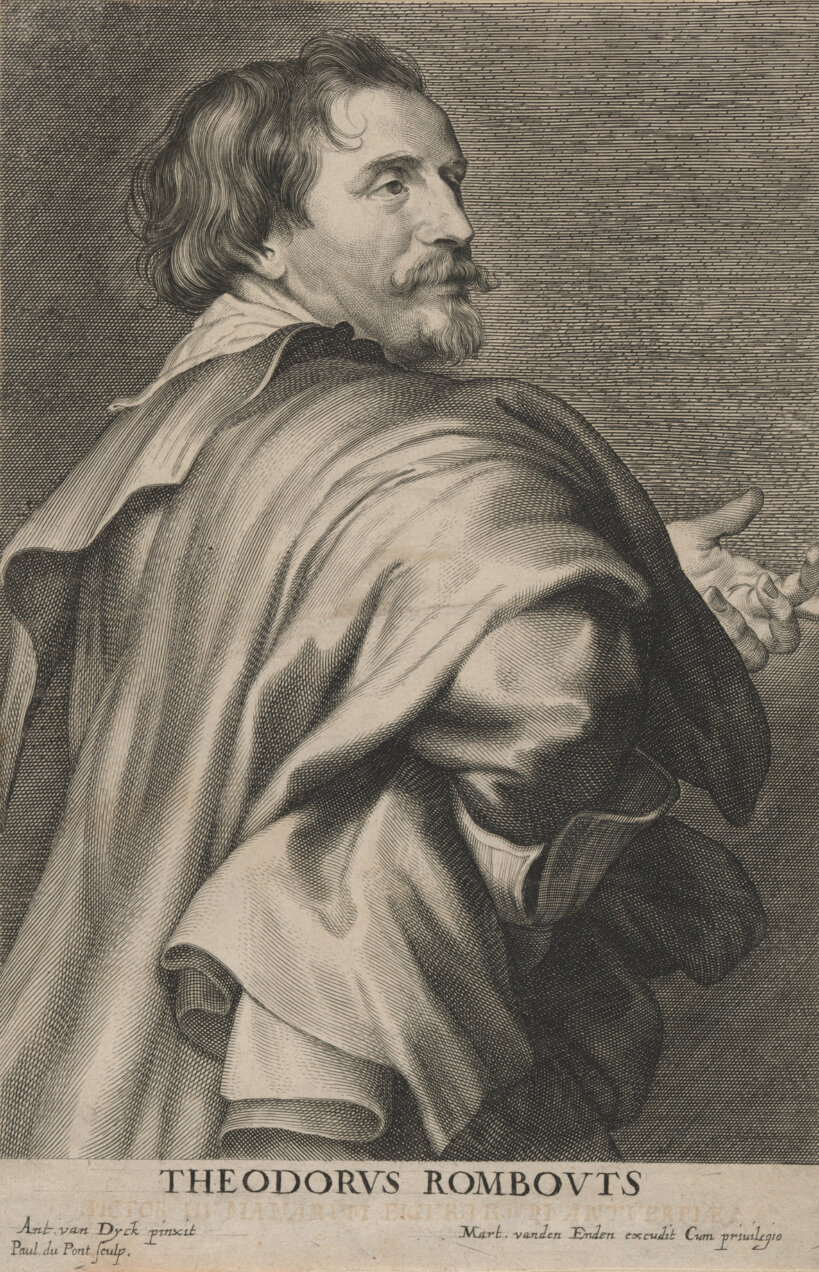 Paulus Pontius I, naar Anthony van Dyck, 'Portret van Theodoor Rombouts uit de Iconographie, ed. 1759', RKD, Den Haag, inv. 200210072, MAG, PREC/31G1