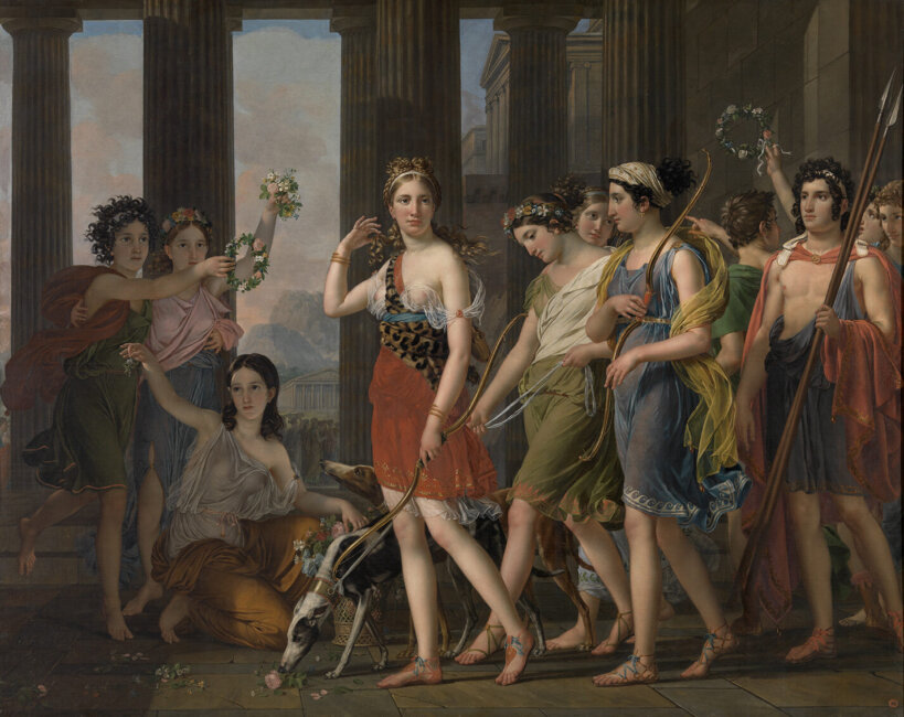 Joseph Paelinck, 'De schone Anthia begeeft zich aan het hoofd van haar gezellinnen naar de tempel van Diana in Efeze', ca. 1820 , MSK Gent